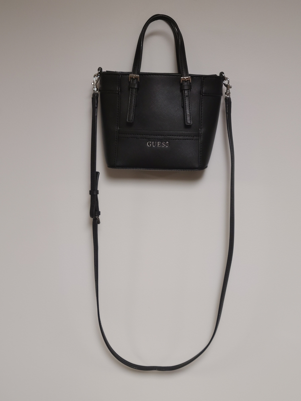 GUESS Delaney Black Mini Tote with Removable Crossbody Strap